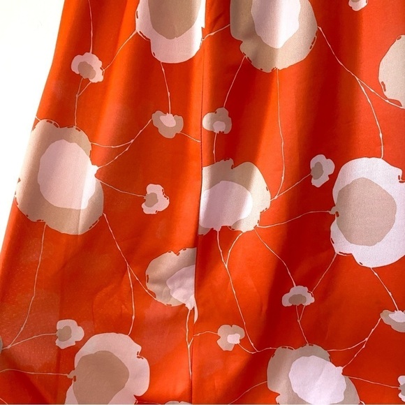Vintage Top & Maxi Skirt 60s 2 Piece Set Orange Floral Psychedelic Print S / M - Picture 6 of 11